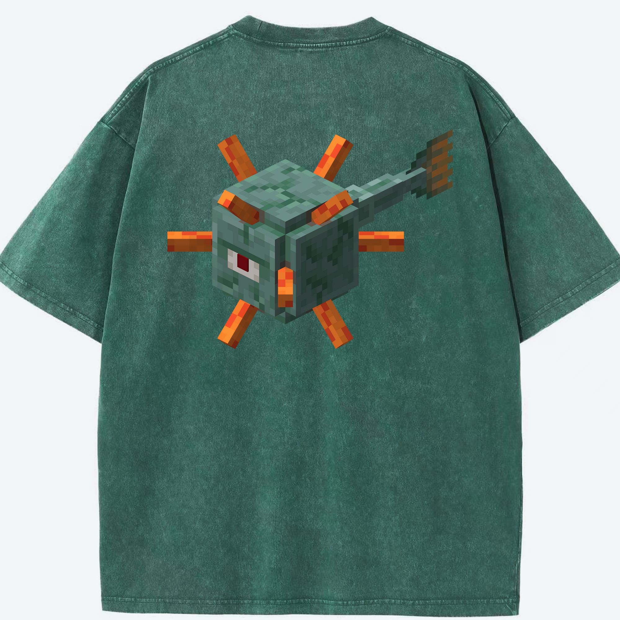（画像用） マインクラフト ブロックの世界 Minecraft MC Block world 綿100% ヴィンテージ風 半袖Tシャツ（背面プリント）